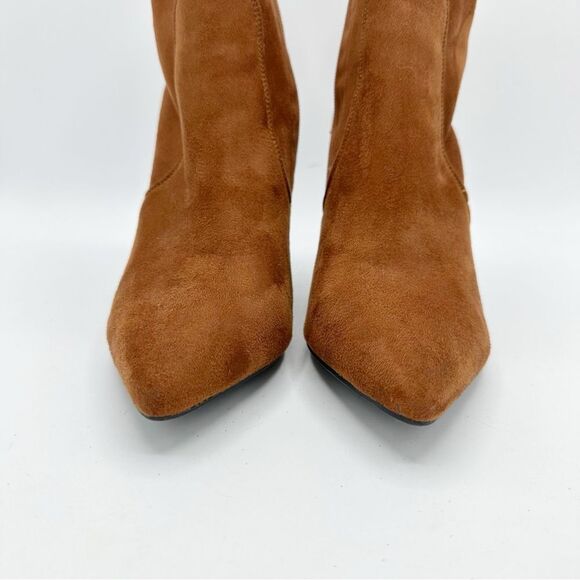 IDIFU Chestnut Brown Suede Side-zip Stiletto Ankle‎ Boot Sz 8 - Picture 4 of 12